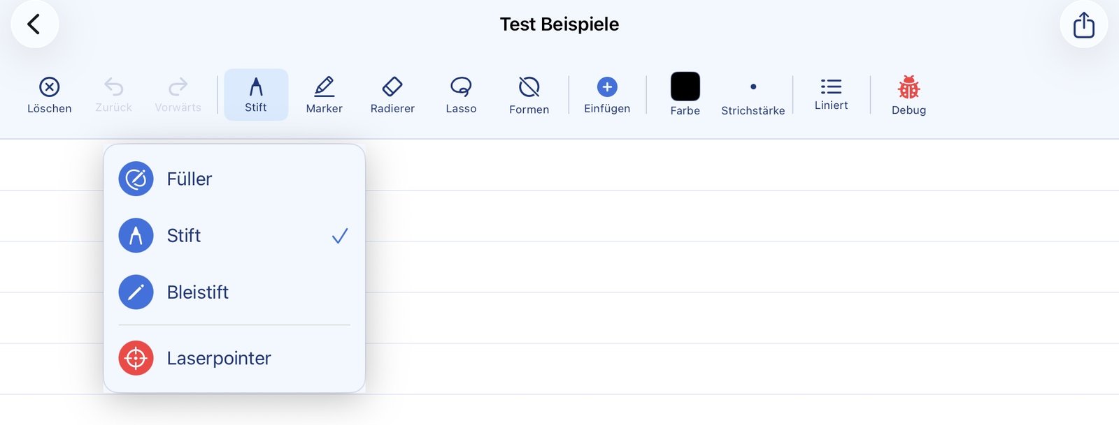 Werkzeugleiste mit Stiften
