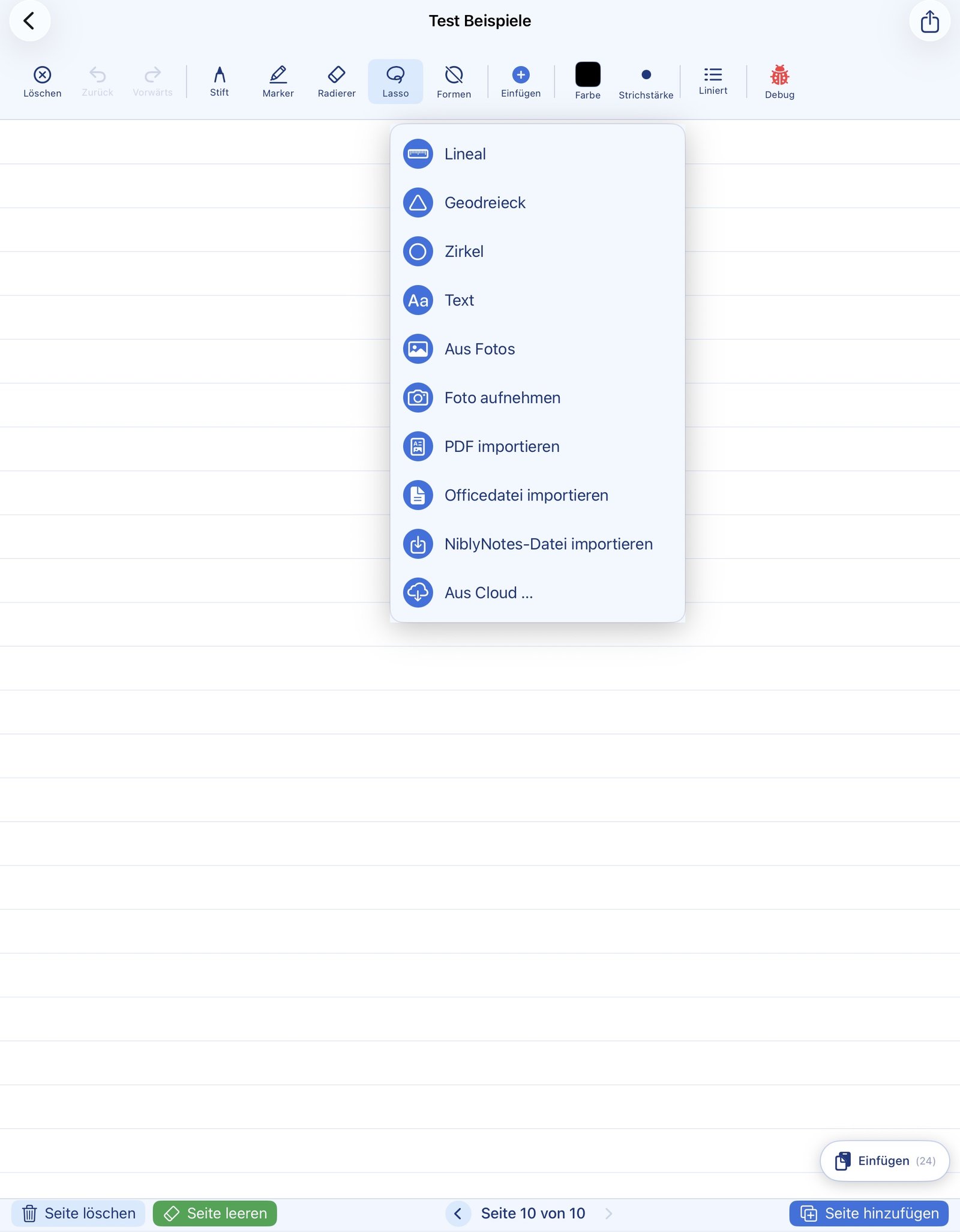 PDF import with multiple pages